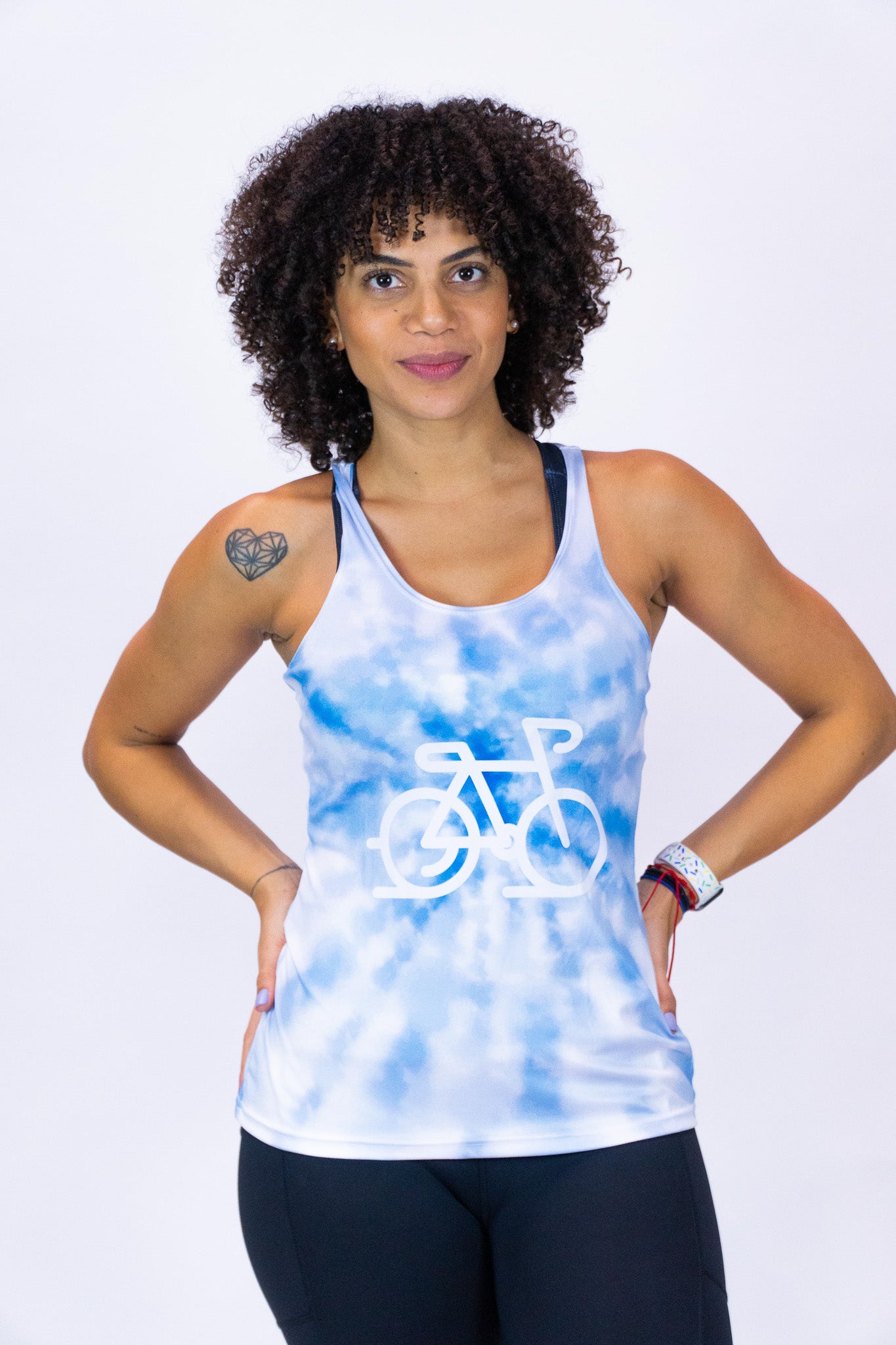 Tie Dye Women Tank Top Racerback / Light Blue