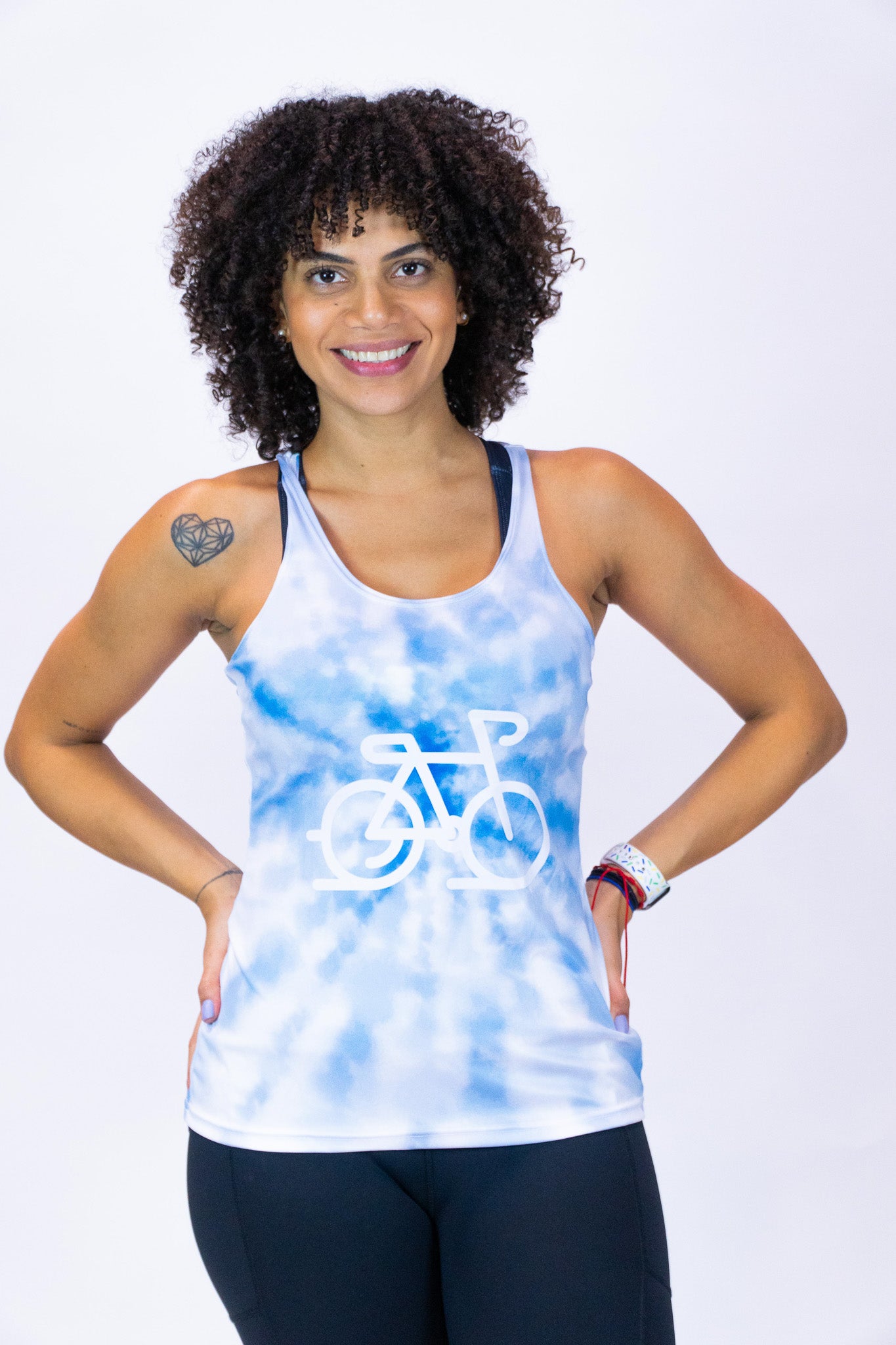 Tie Dye Women Tank Top Racerback / Light Blue