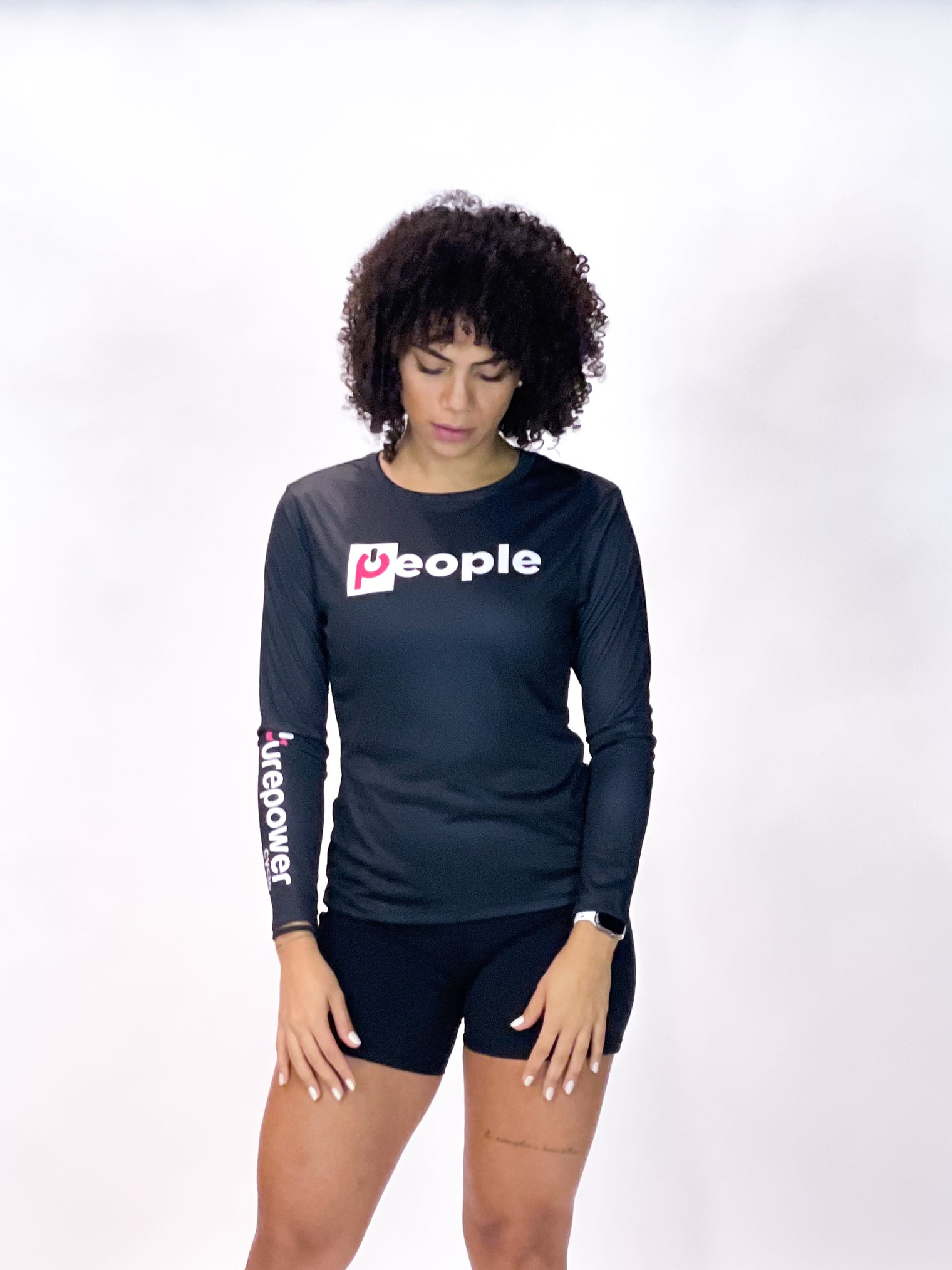 Women's UPF 50+ Long Sleeve Black "PEOPLE"