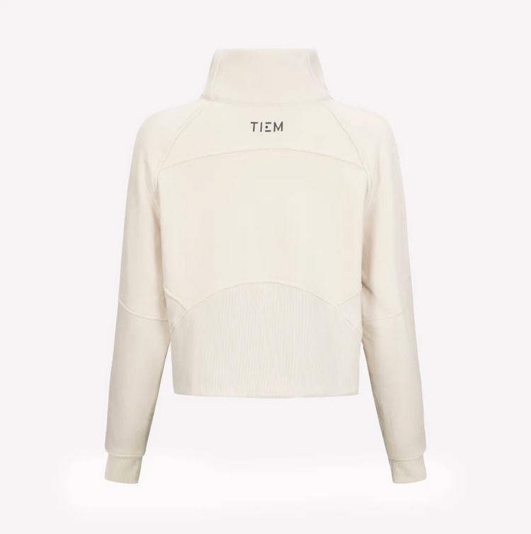 Hoodie - Half Zip Pullover Ecru/Silver
