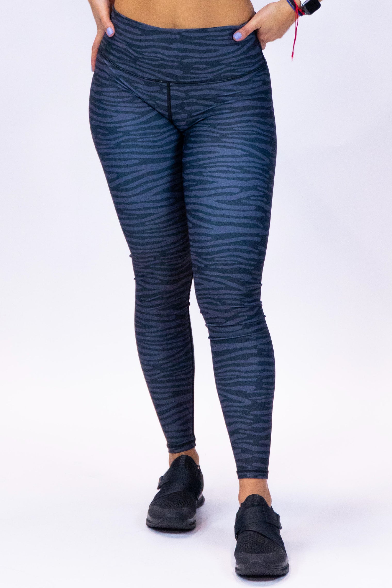 Performance High Waist Leggings Black Animal Stripe