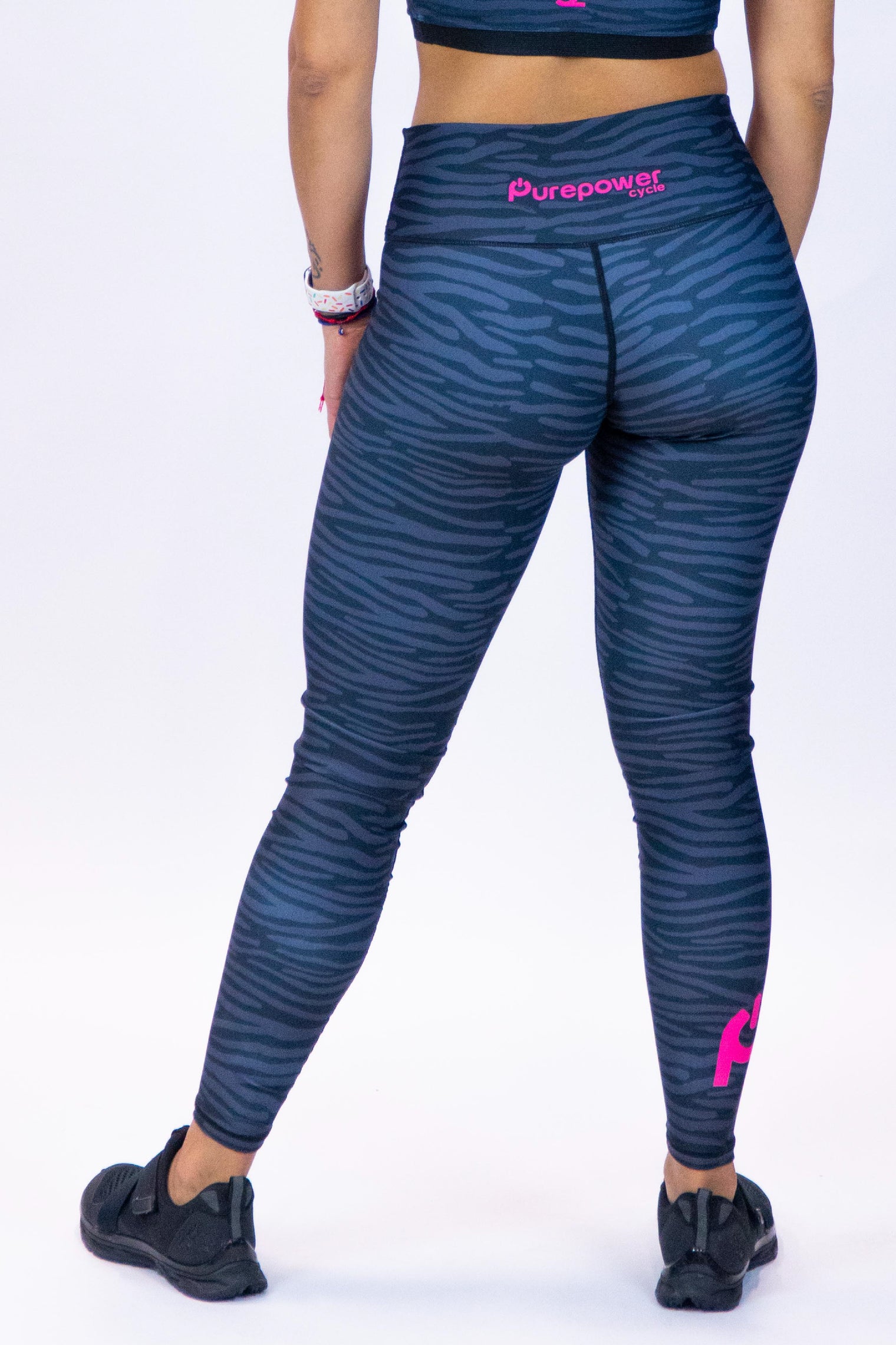 Performance High Waist Leggings Black Animal Stripe