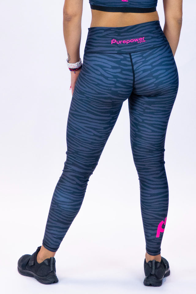 Performance High Waist Leggings Black Animal Stripe