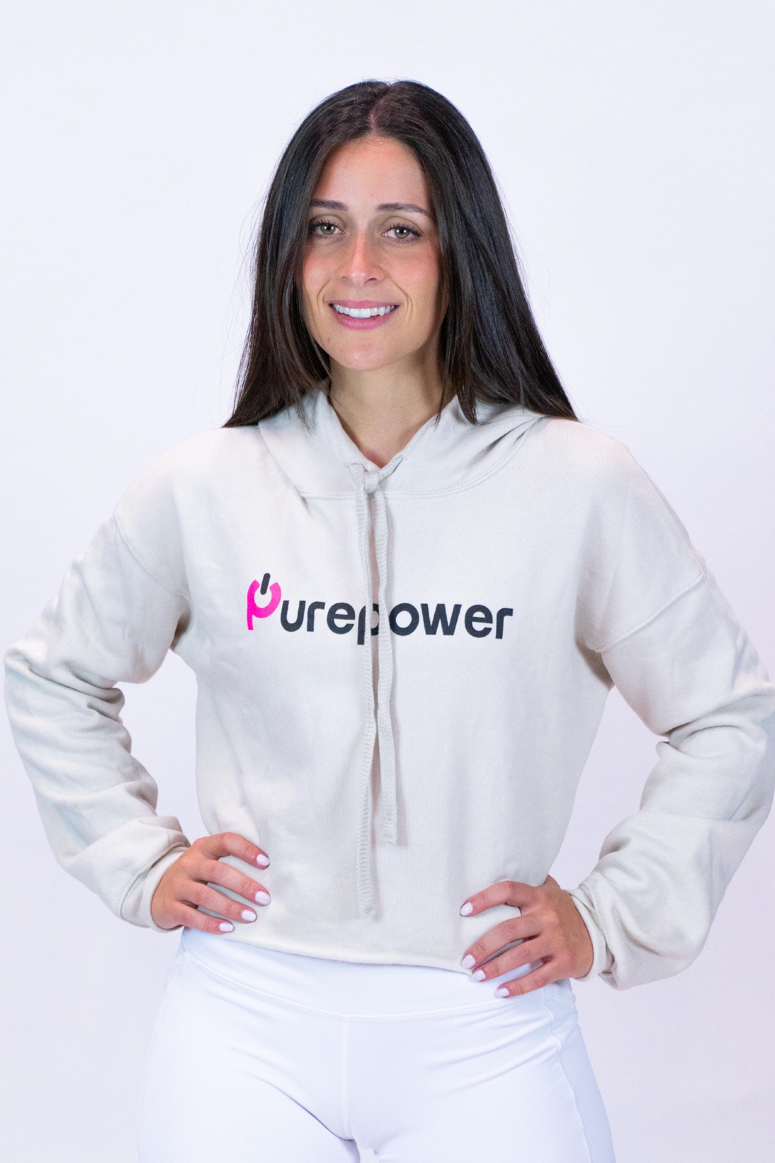 Purepower Crop Hoodie Beige