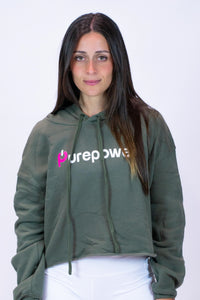 Purepower Crop Hoodie Olive Green