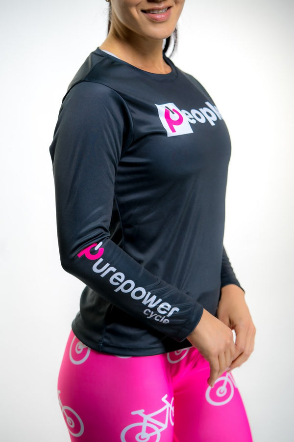 🚲 PurePower Cycle | Women's Black Jersey cycling shirt | Price 2021