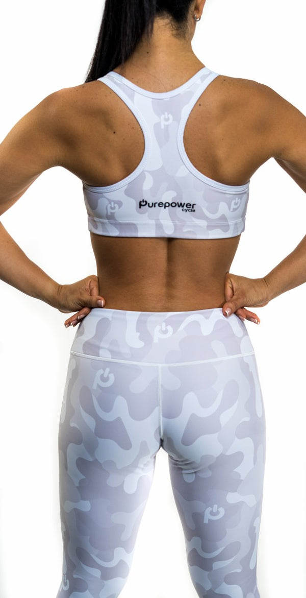 🚲 PurePower Cycle | Women's White Camo Sports Bra | Best price 2021