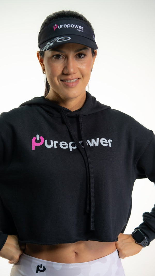 🚲 PurePower Cycle | Women's Black Crop Hoodie | Best price 2021